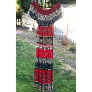 Patrons Of Peace Off-the-Shoulder Boho Maxi